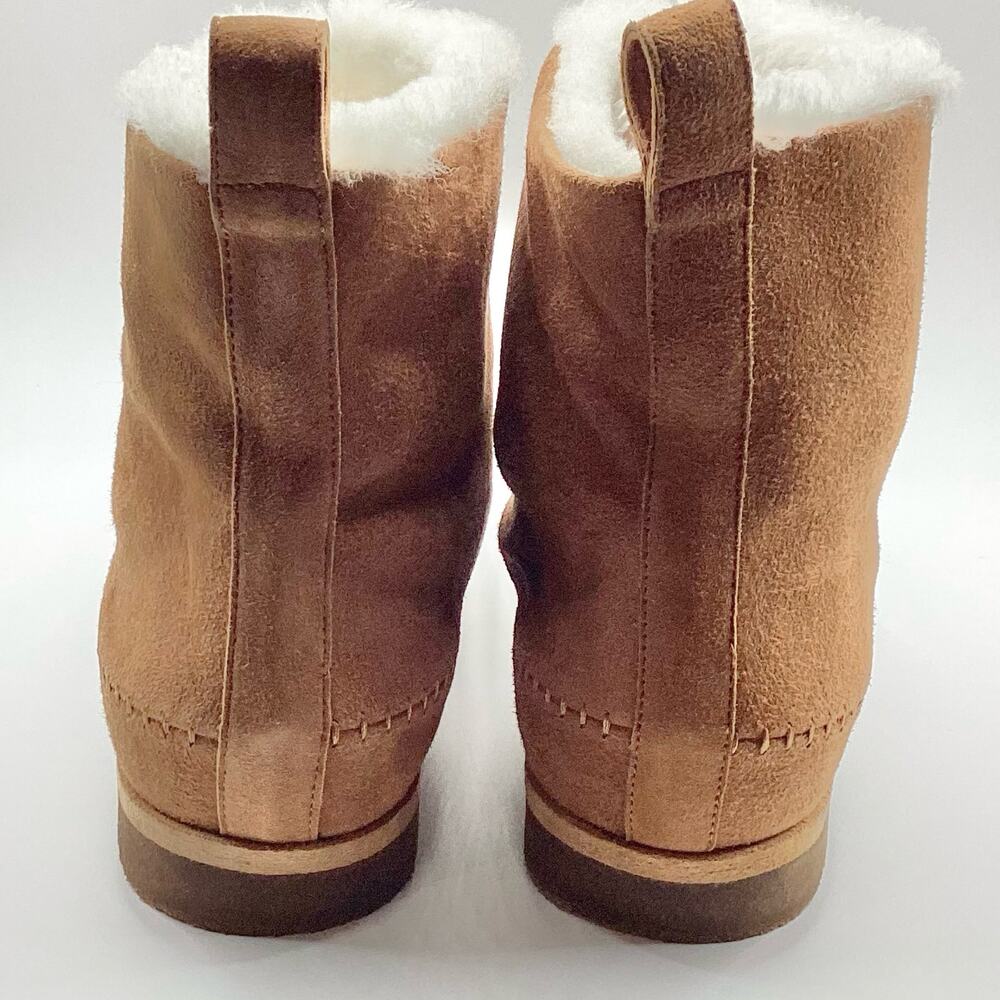 Jenni Kayne Saddle Brown Suede Ivory Shearling Moc Boot 39 9 NWOB - Picture 7 of 12